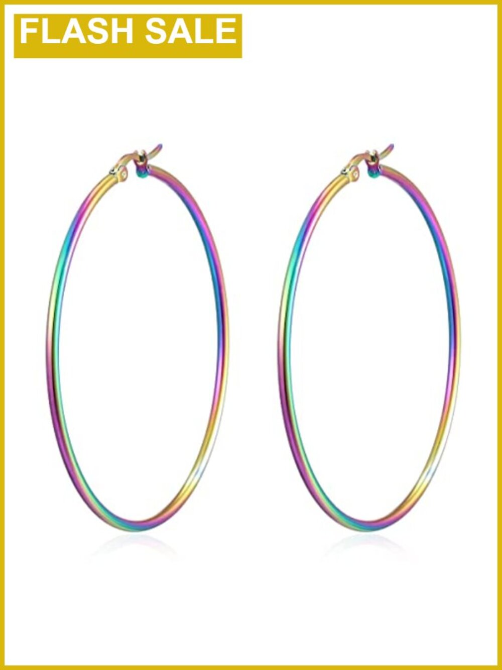 Stainless Steel Hinged Hoop Earrings Large 60mm Party Jewelry